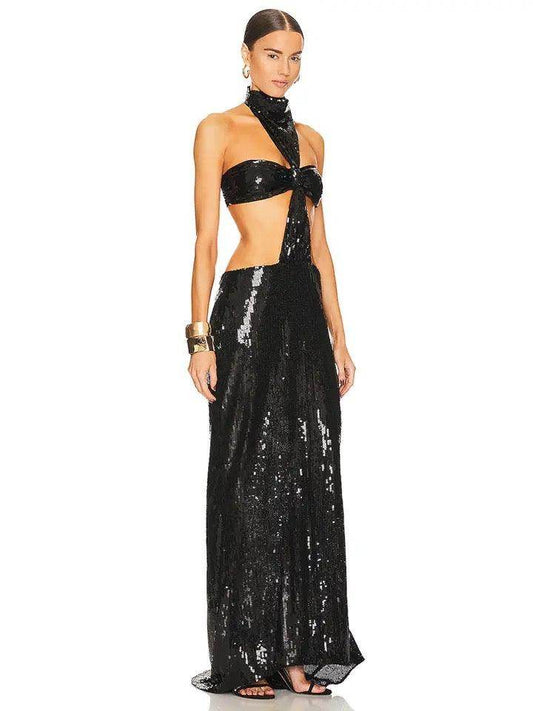 Cross nia Gown in Black - REBECATHELABEL