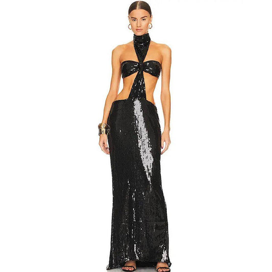 Cross nia Gown in Black - REBECATHELABEL
