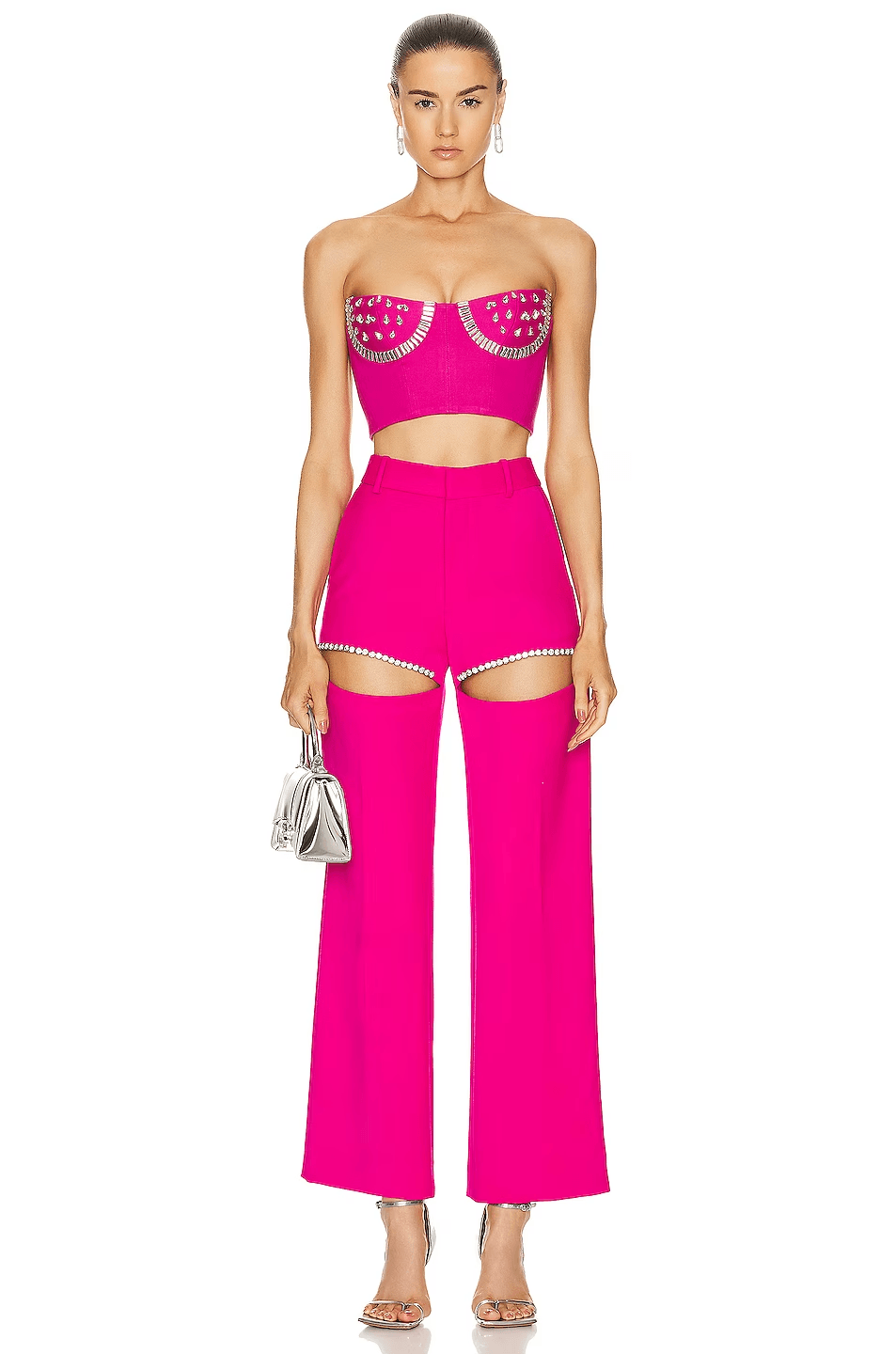 Crystal Circle Cutout Bandage Pants Set - REBECATHELABEL