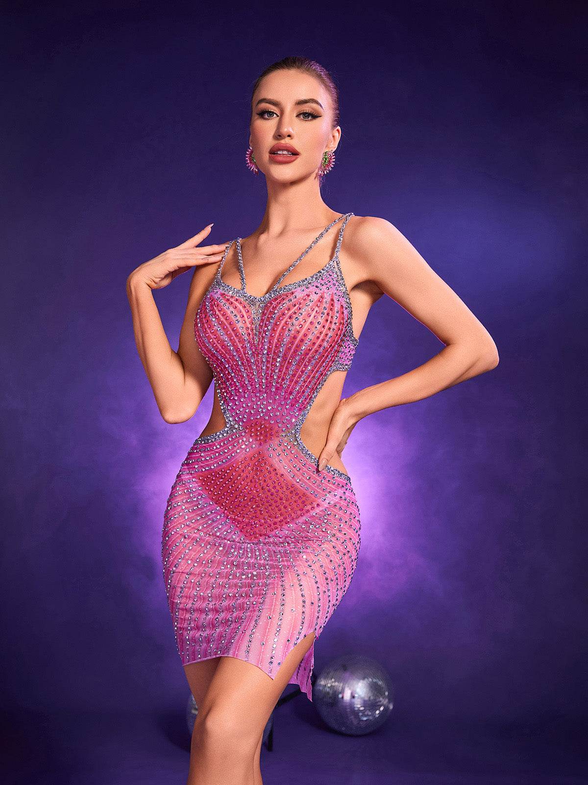 Crystal Cutout Mini Dress - REBECATHELABEL