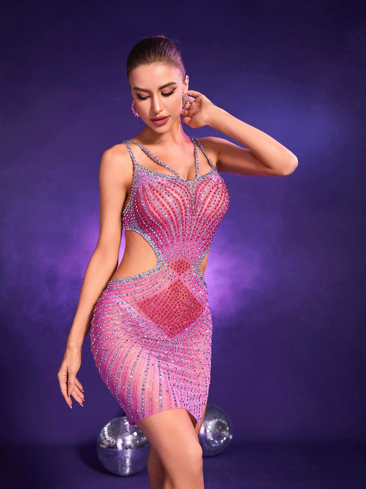 Crystal Cutout Mini Dress - REBECATHELABEL