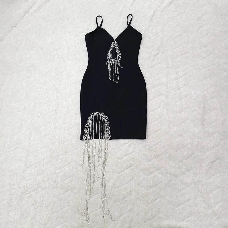 Crystal Fringe Bandage Dress - REBECATHELABEL