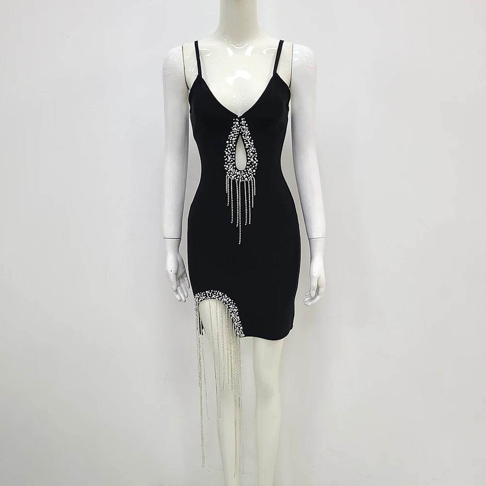 Crystal Fringe Bandage Dress - REBECATHELABEL