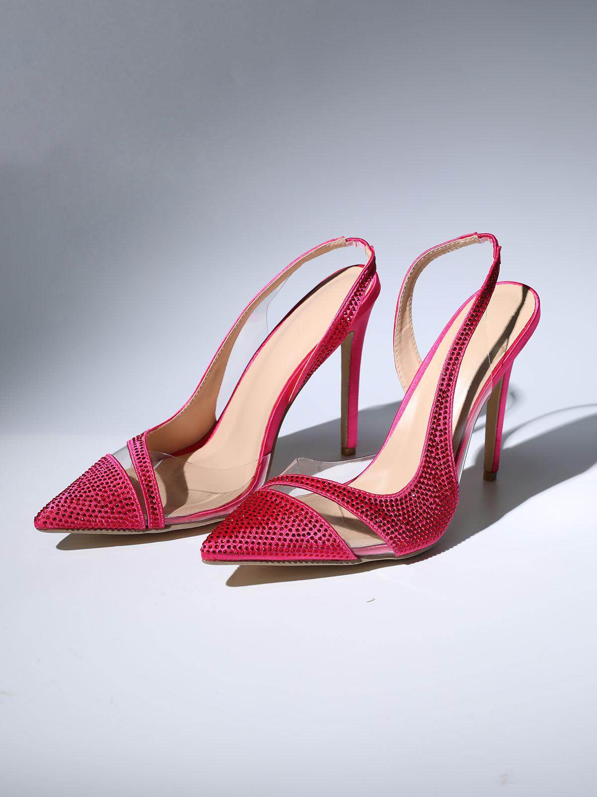 Crystal Heels In Hot Pink - REBECATHELABEL