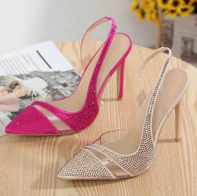 Crystal Heels In Hot Pink - REBECATHELABEL