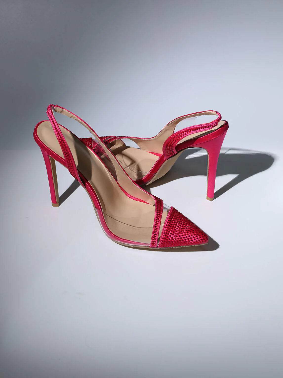 Crystal Heels In Hot Pink - REBECATHELABEL