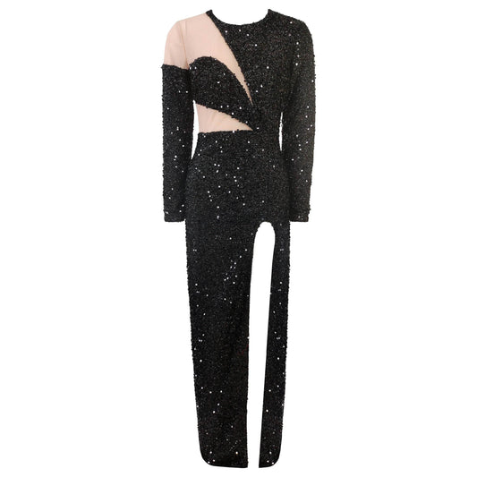 Cut out sequin high slit dress - REBECATHELABEL