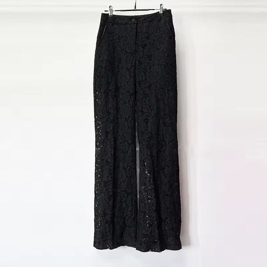 Sheer Spliced Lace Two Piece Sets