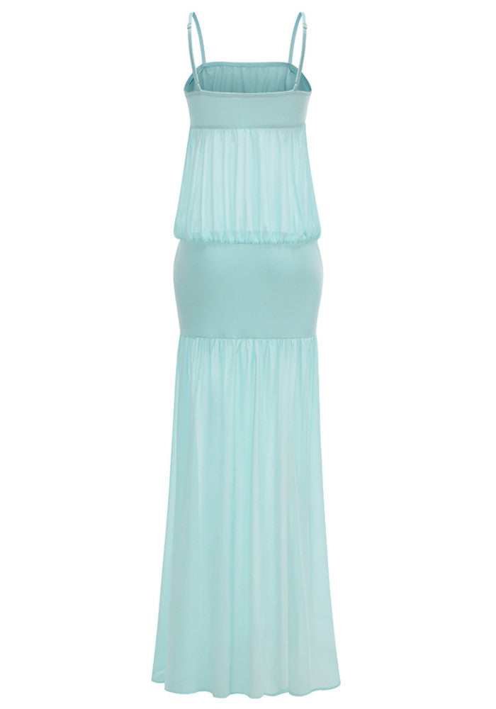 Bubble Detail Maxi Dress Turquoise