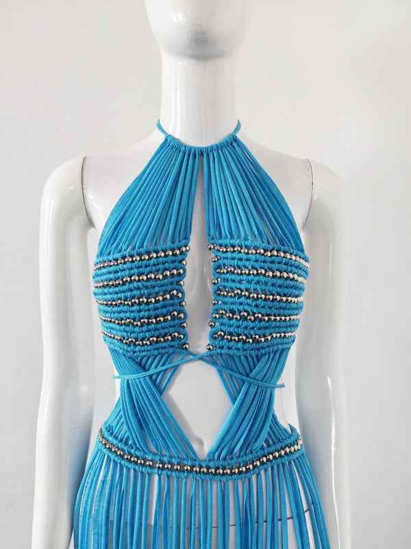 Azure Fringe Goddess Dress
