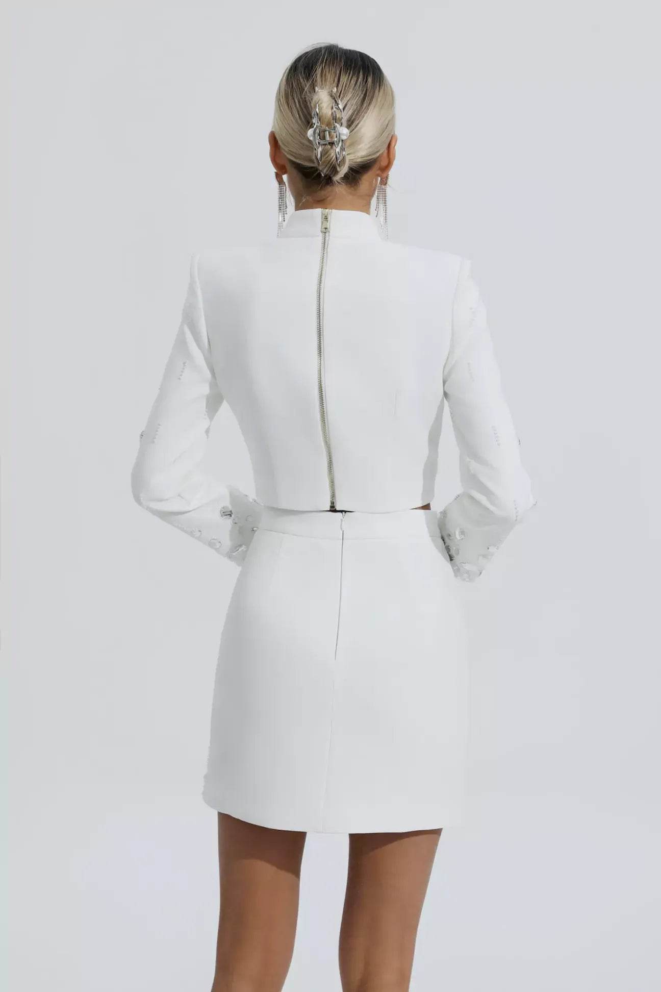 Cecelia White Crystal Embellished Set - REBECATHELABEL