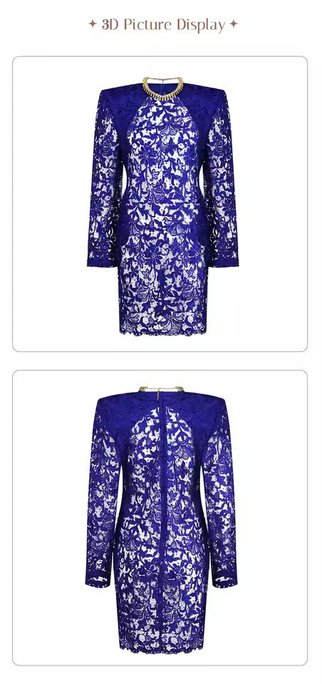 Oversized Sleeve Sheer Party Evening Dress