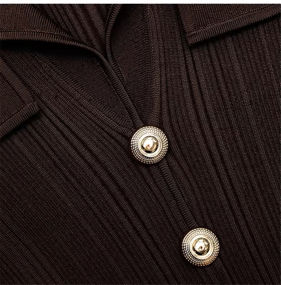 long knitted stretch single breasted corset elegant dress