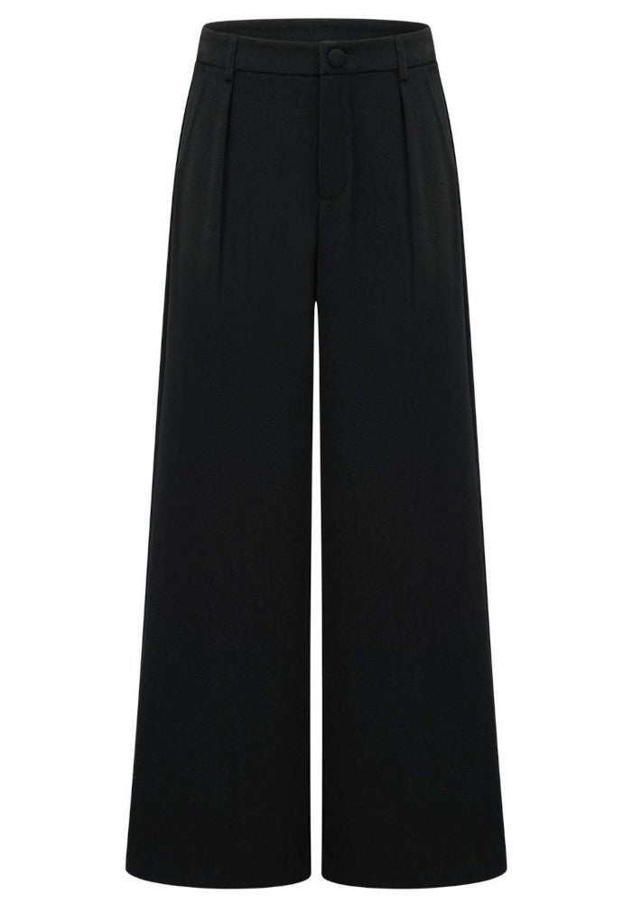 Long Sleeve Draped Detail Suit Black