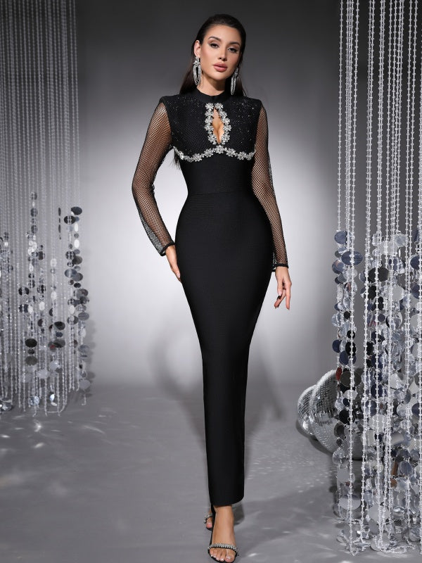 Sparkly Diamonds Long Sleeve Maxi Bandage