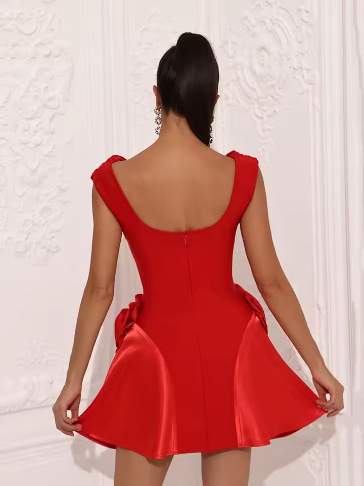 Elegant Solid High Waist Slim A-Line Dress
