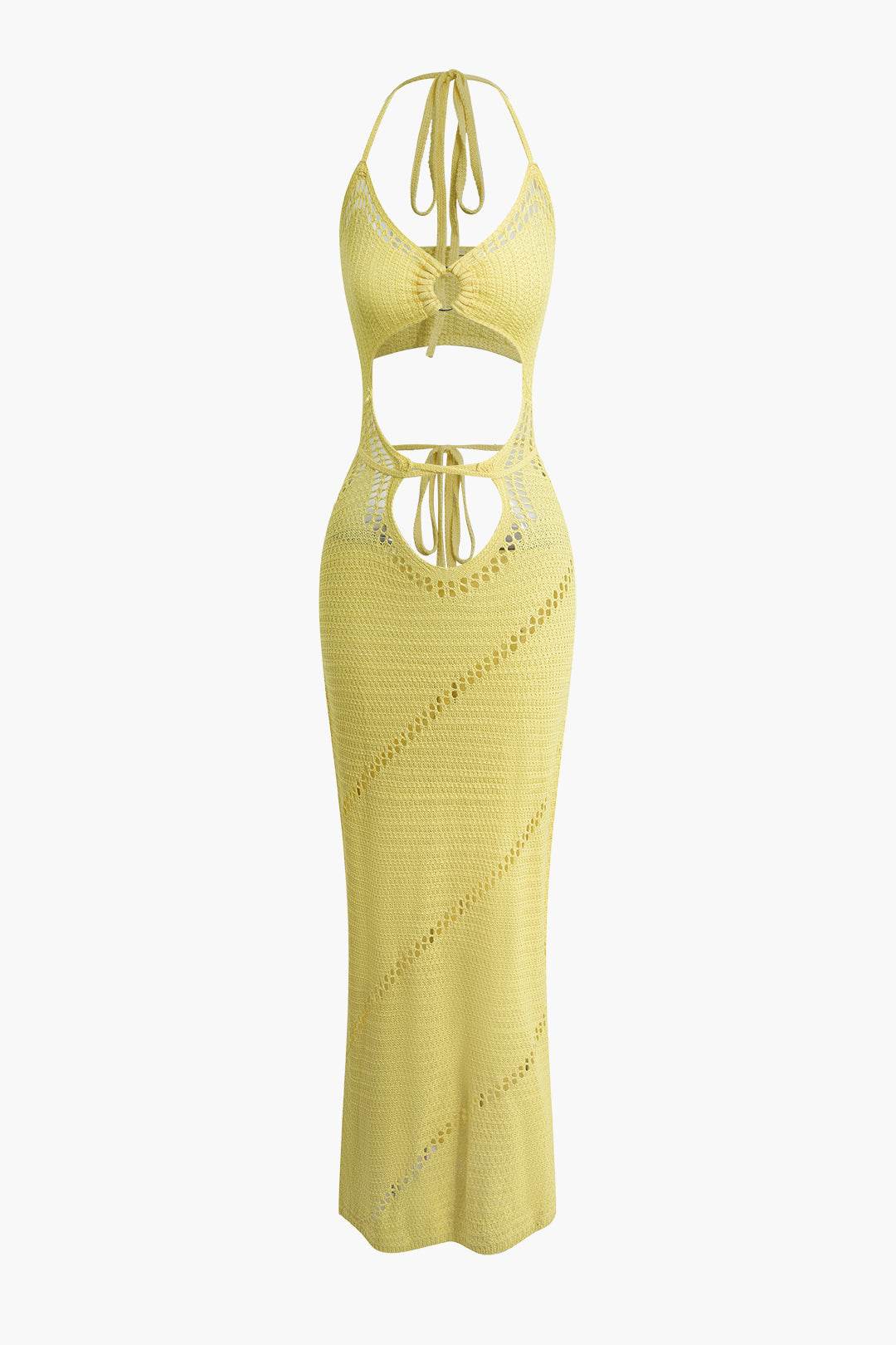 Cut Out Tie Halter Maxi Dress - REBECATHELABEL