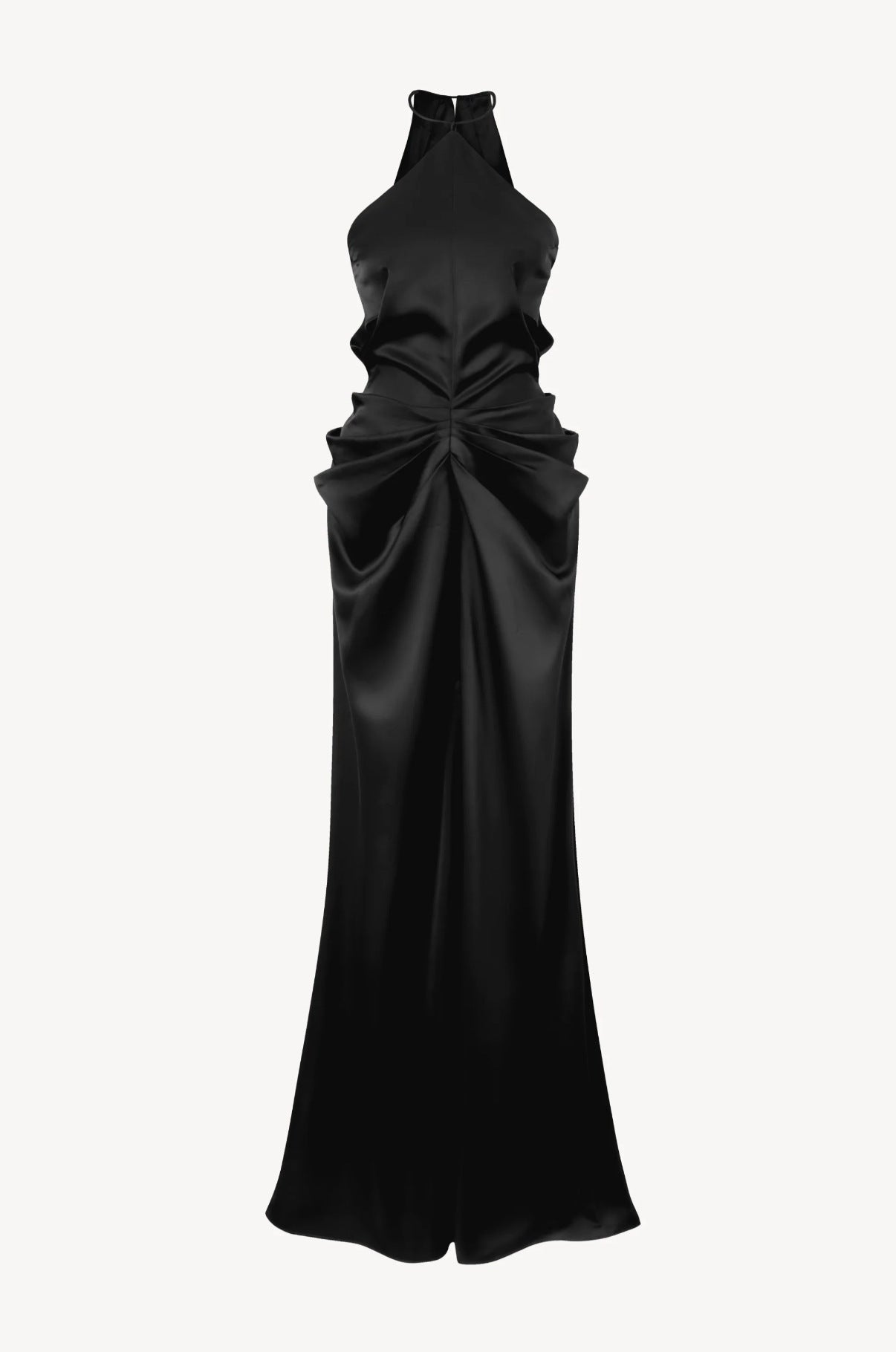 Black Satin Halter Neck Mermaid Dress