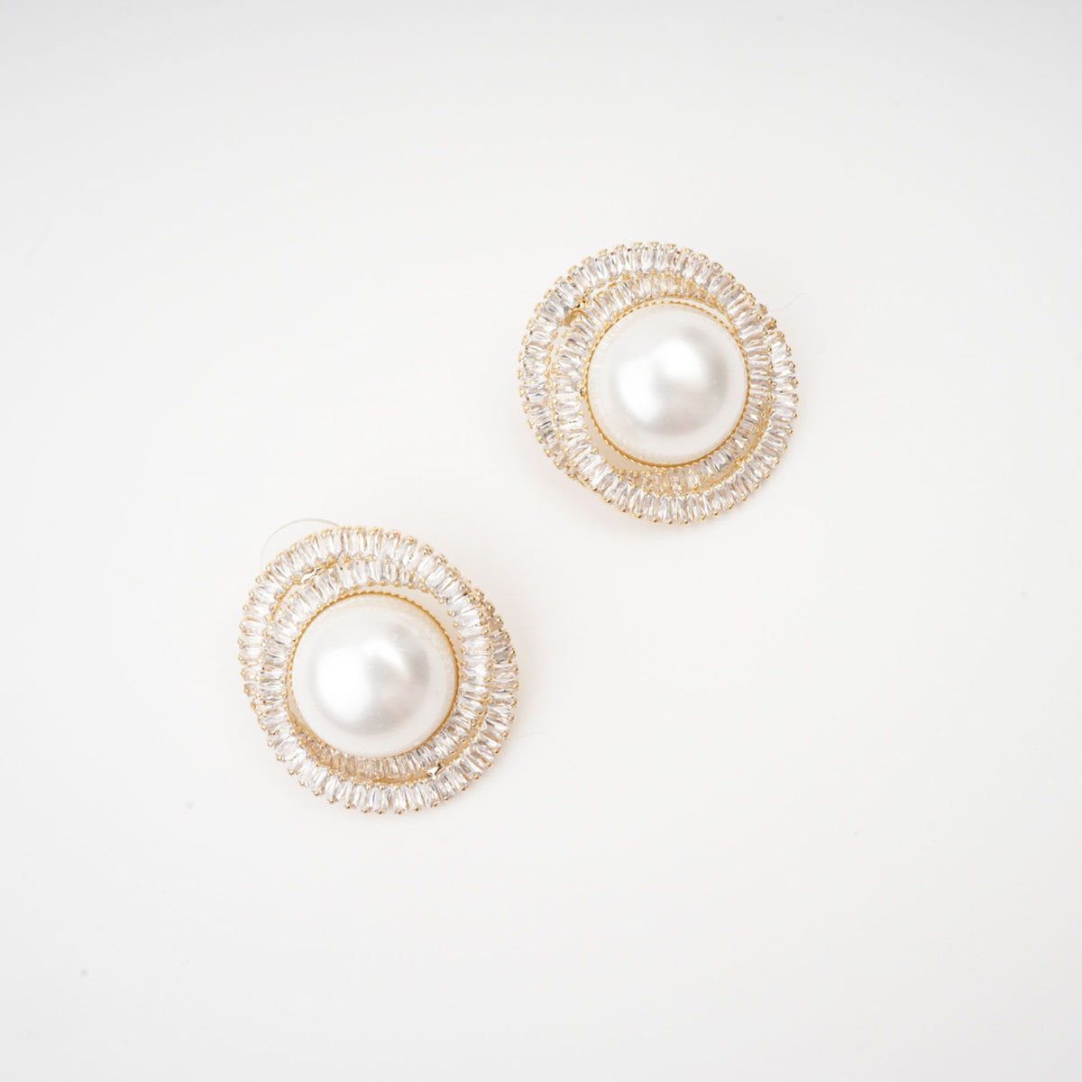 crystal faux-pearl earrings