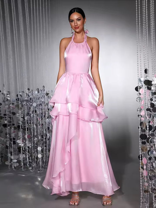 Halter Long Dress Off Shoulder Backless