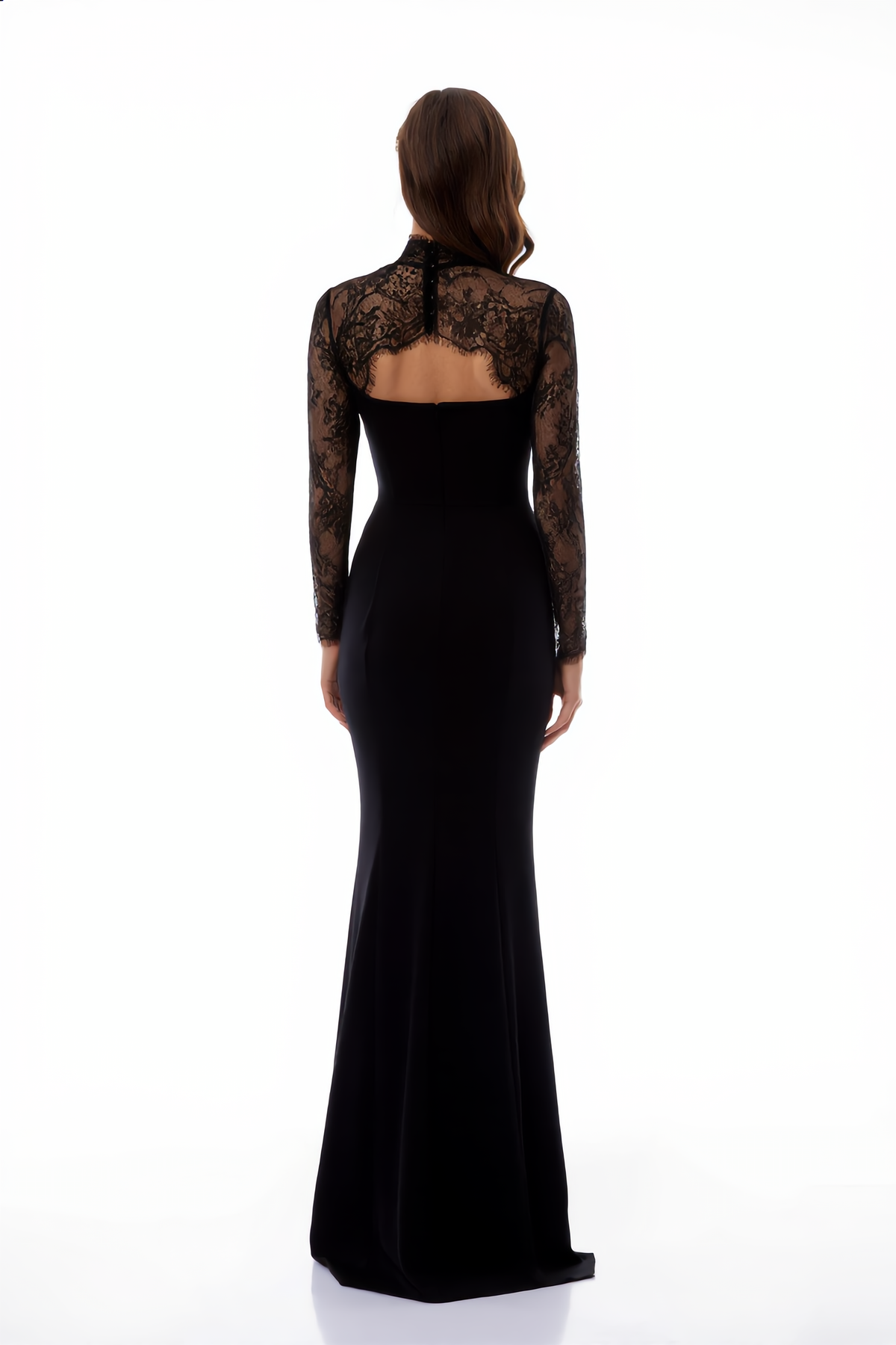 Black Lace Panel Maxi Gown