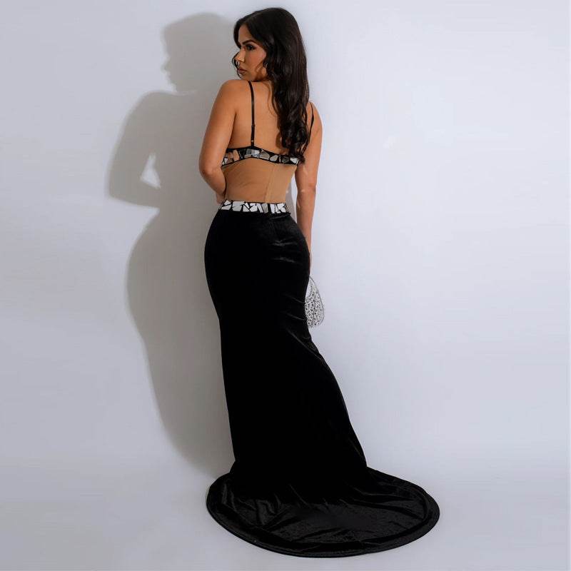 Backless Spaghetti Straps Sequin Mop Sequined Dress - REBECATHELABEL