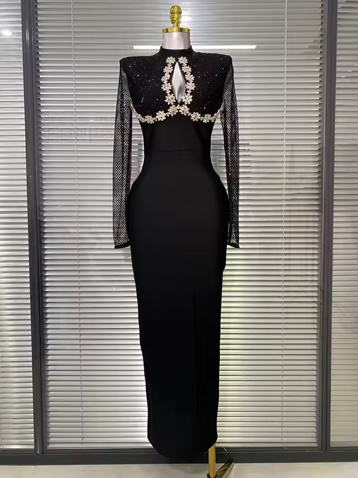 Sparkly Diamonds Long Sleeve Maxi Bandage