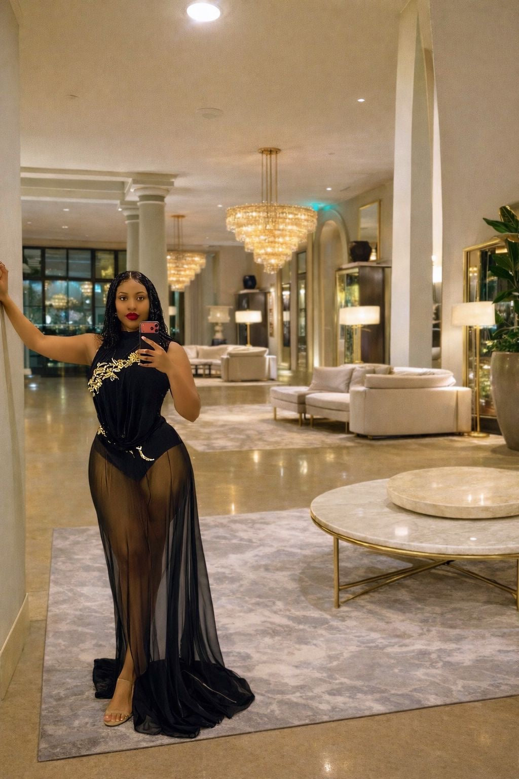 Sparkly Rhinestone Stretch Bodysuits Long Mesh Dress