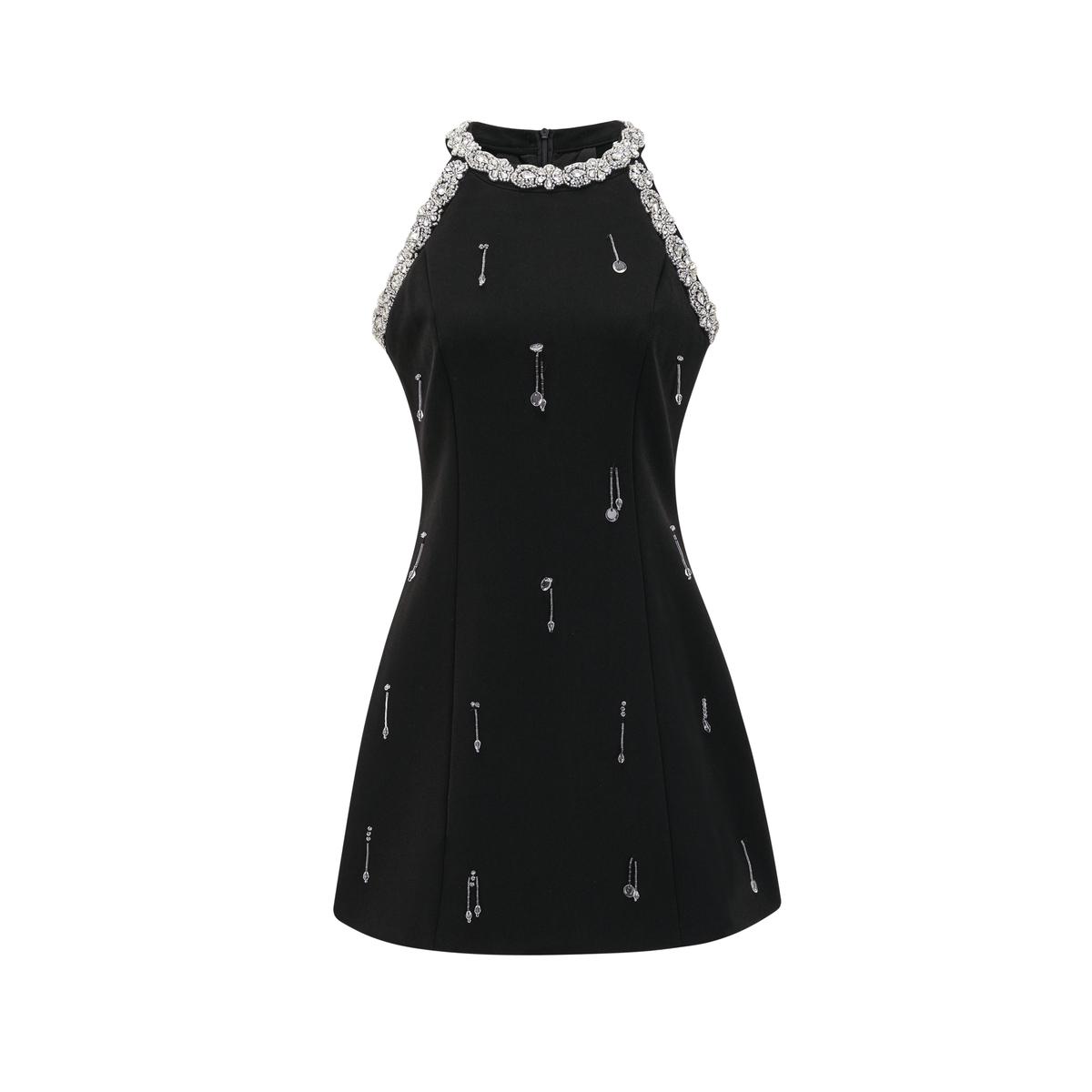Becca Black Crystal Embellished Mini Dress