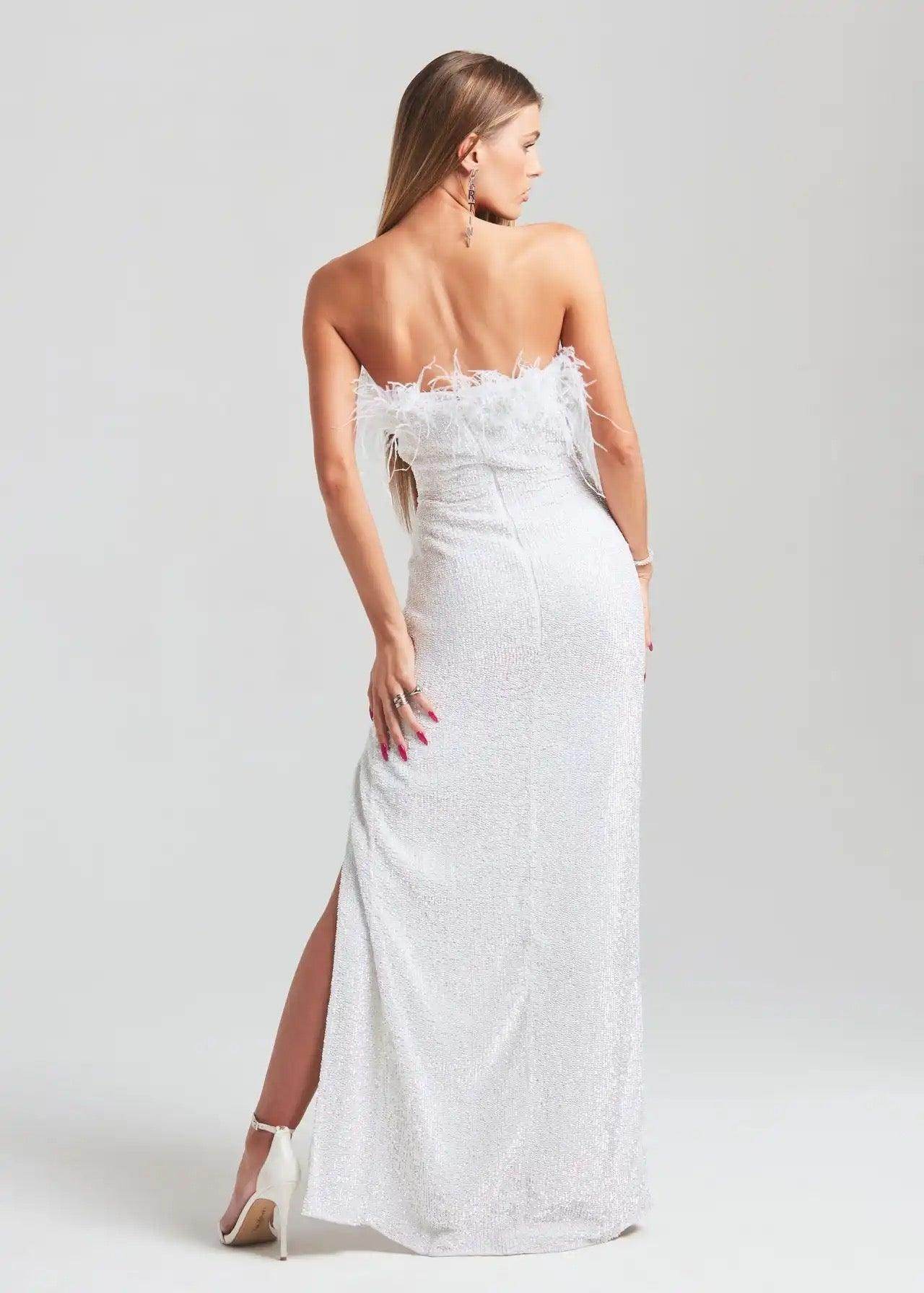 DOLLY SEQUIN FEATHER DRESS - REBECATHELABEL