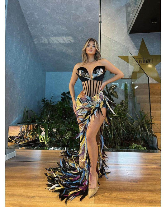 Daeira feather sequin dress - REBECATHELABEL