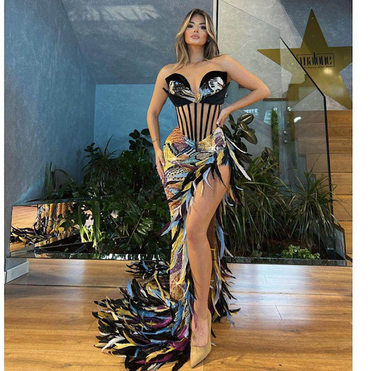 Daeira feather sequin dress - REBECATHELABEL