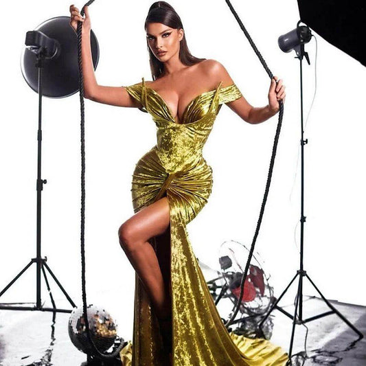 Daisy velvet floor length dress - REBECATHELABEL