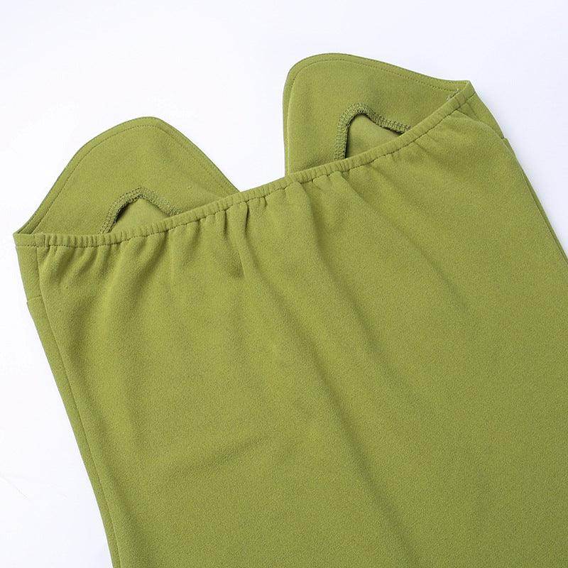 Deep V Plunge Chest Furry Tube Top Dress - REBECATHELABEL