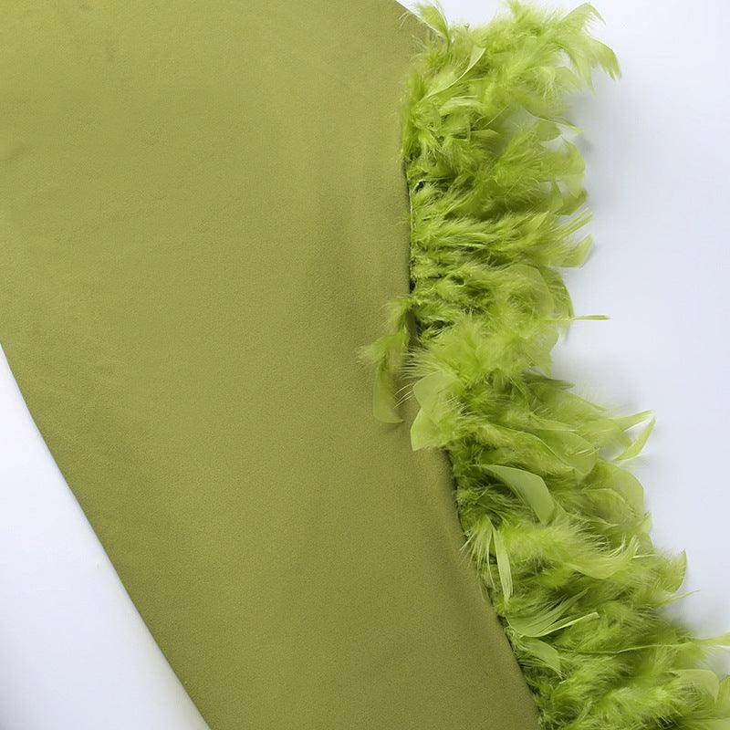 Deep V Plunge Chest Furry Tube Top Dress - REBECATHELABEL