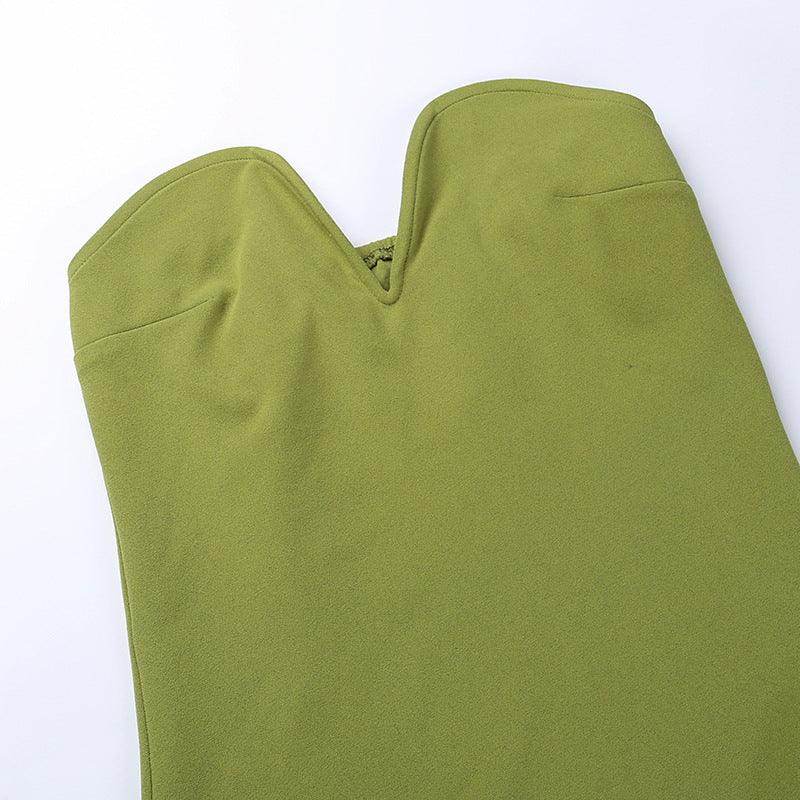 Deep V Plunge Chest Furry Tube Top Dress - REBECATHELABEL