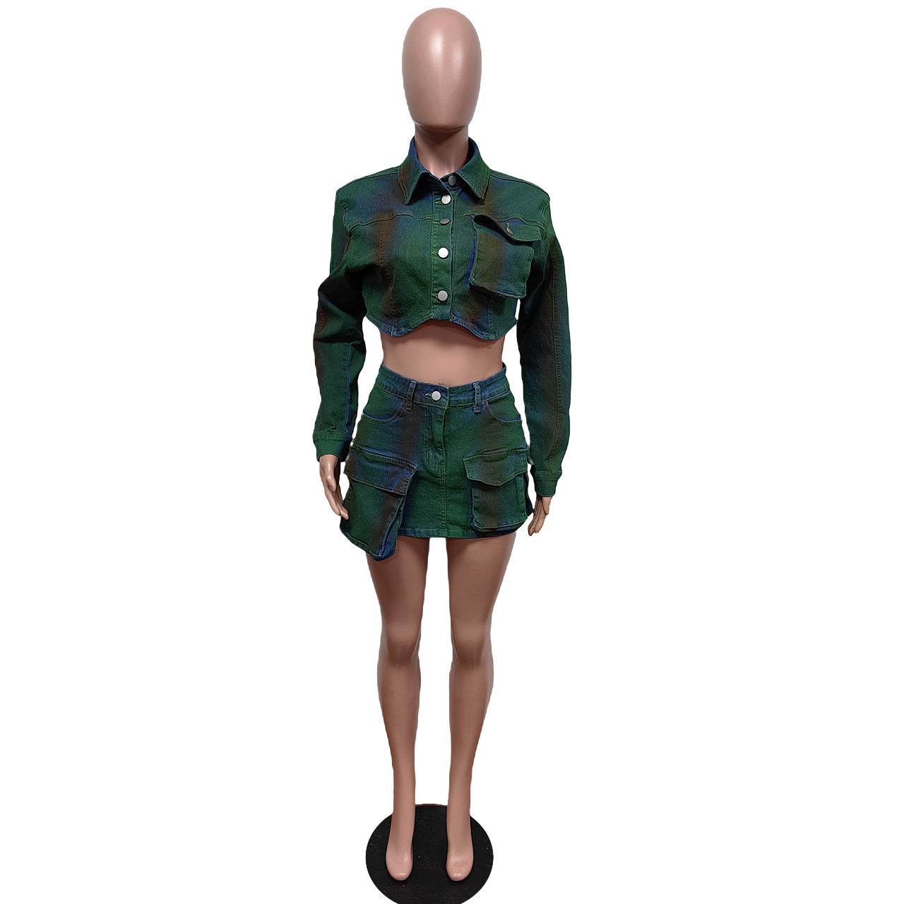 Denim Spray Paint Stretch Suit - REBECATHELABEL