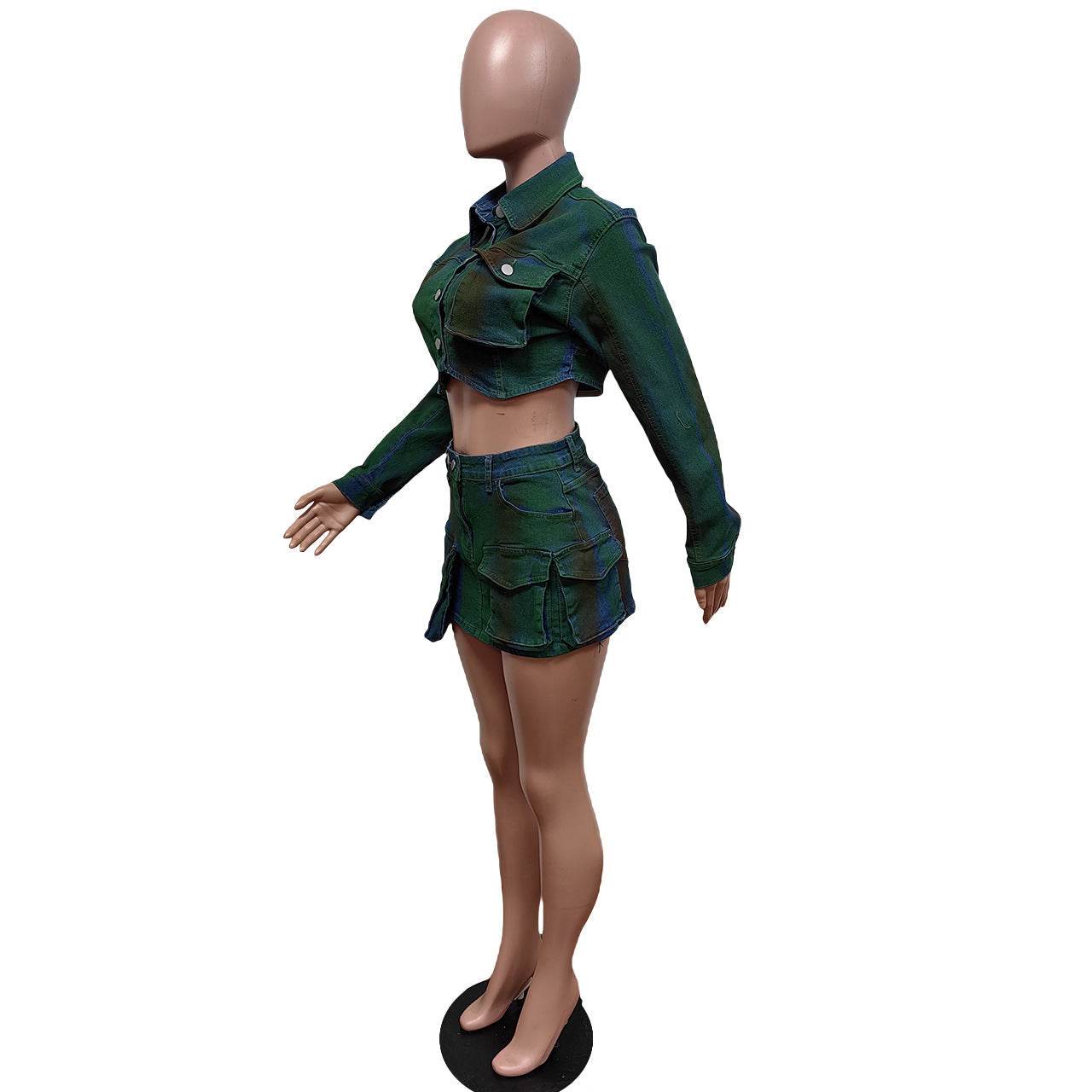 Denim Spray Paint Stretch Suit - REBECATHELABEL