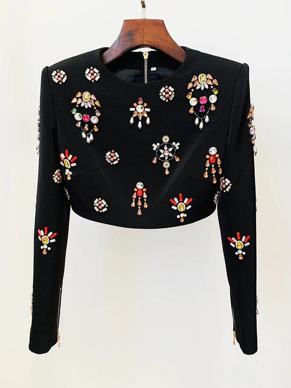 Diamond Bead Short Top+Dress Black Two Piece Set - REBECATHELABEL