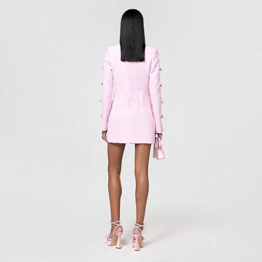 Diamond Hollow Bow blazer Bandage Mini Dress - REBECATHELABEL