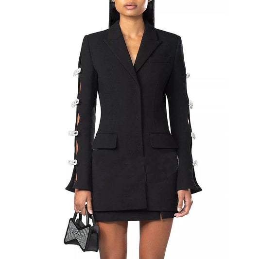 Diamond Hollow Bow blazer Bandage Mini Dress - REBECATHELABEL
