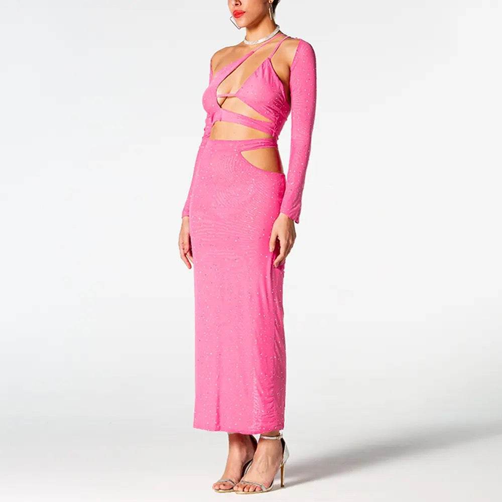 Diamond Hollow Sexy Short Top+Long Skirt - REBECATHELABEL