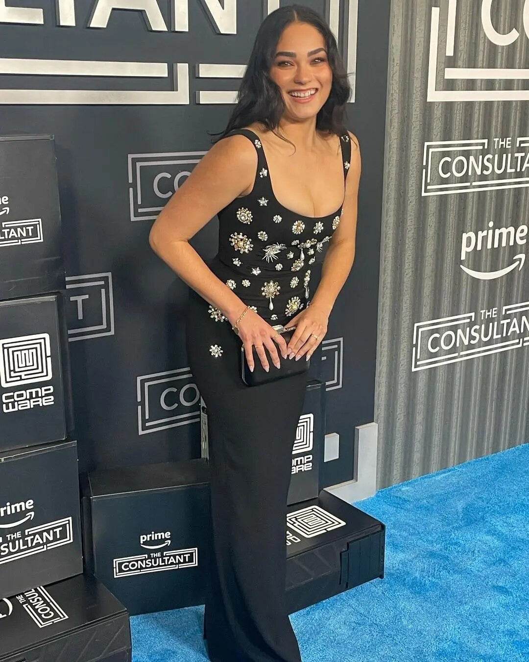 Diamond Long Dress Sleeveless brooch embellishment Slim Fit Maxi Dress - REBECATHELABEL