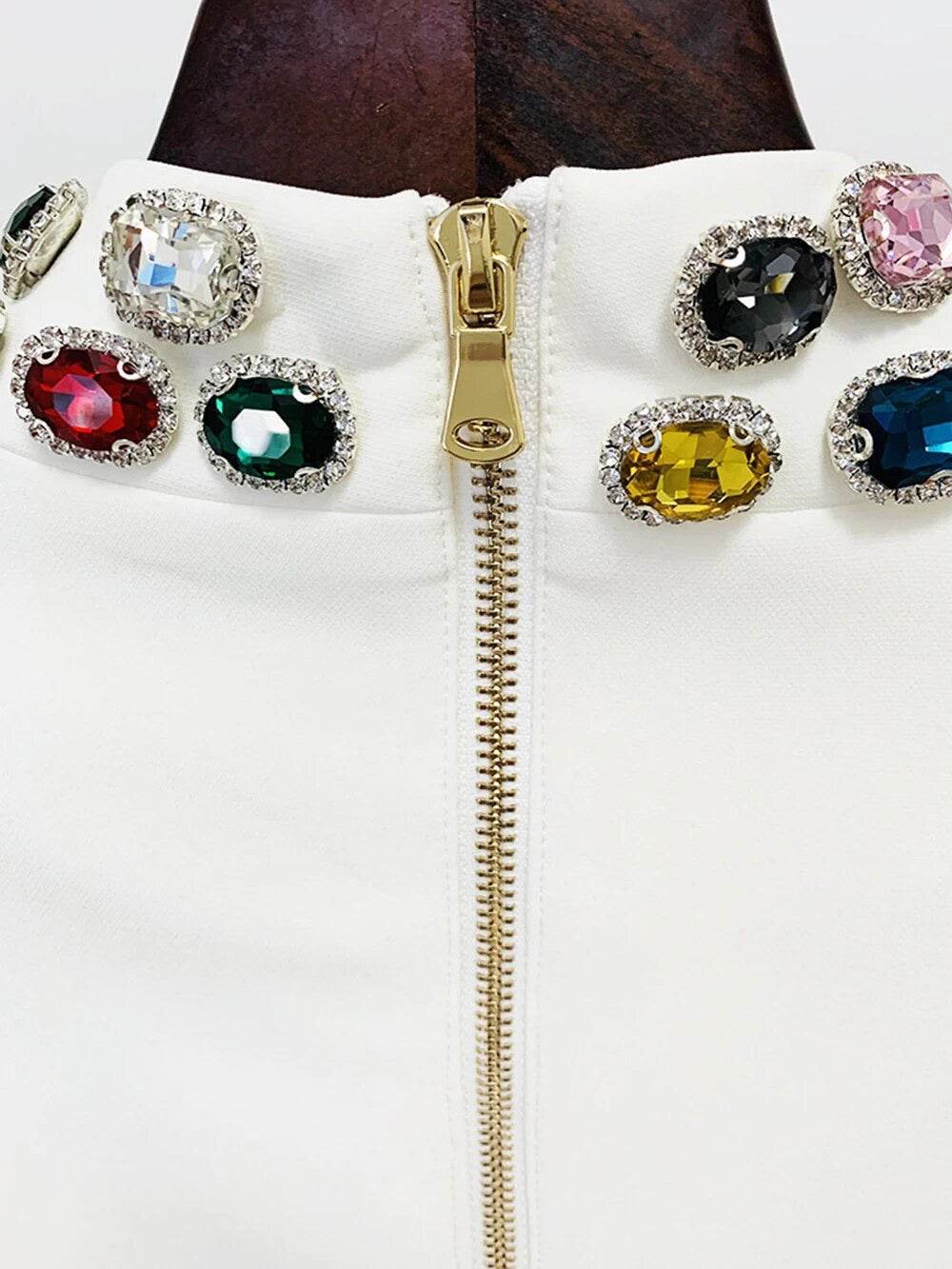 Diamond Round Neck Long Sleeve mini dress - REBECATHELABEL