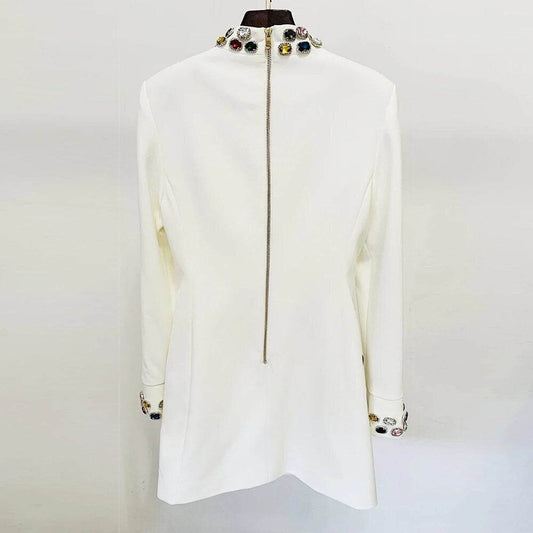 Diamond Round Neck Long Sleeve mini dress - REBECATHELABEL