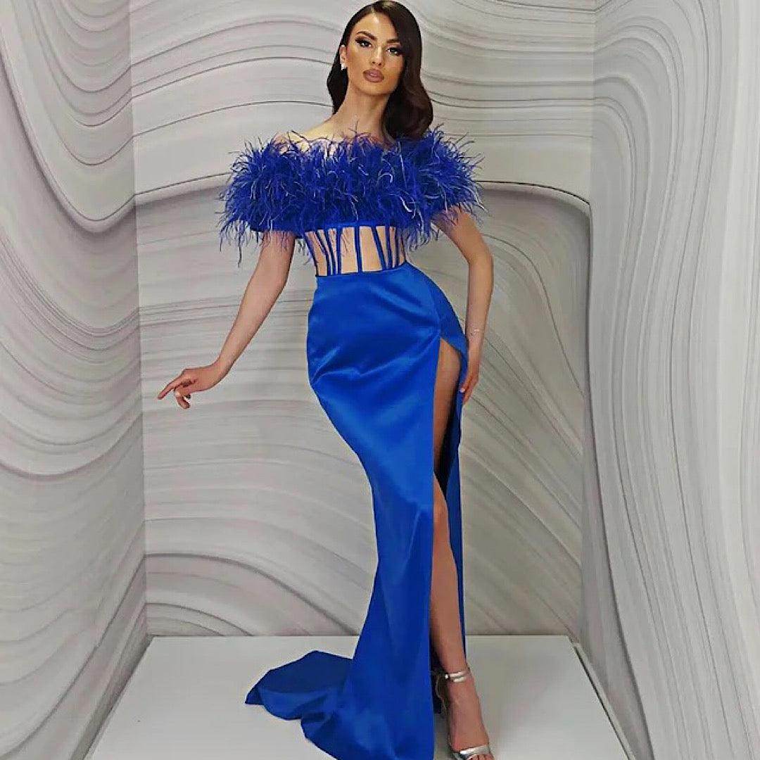 Doris maxi feather dress - REBECATHELABEL