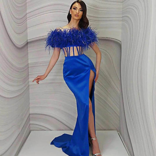 Doris maxi feather dress - REBECATHELABEL