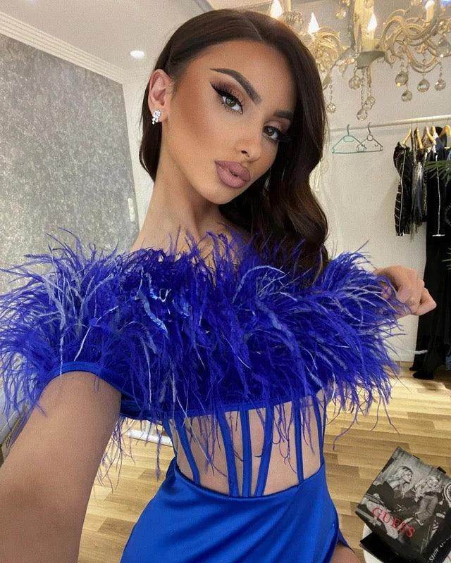 Doris maxi feather dress - REBECATHELABEL