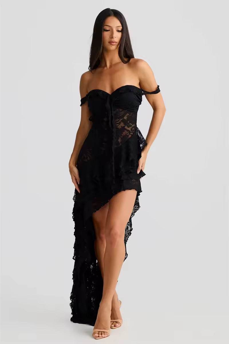 Lace Ruffle Sexy Maxi Dress - REBECATHELABEL
