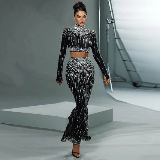 Shining Diamond Tight Two Piece skirt set - REBECATHELABEL